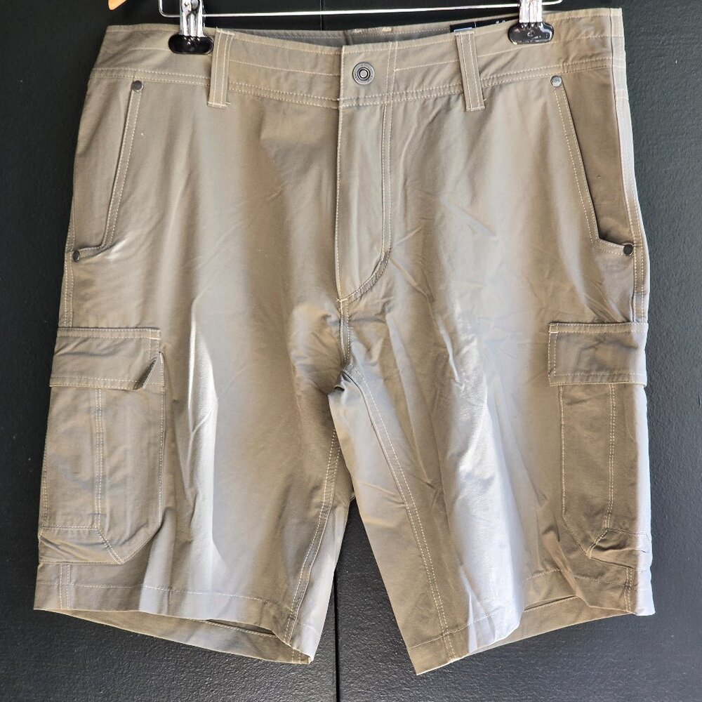Kuhl Mens Raptr Shorts Hiking Brown 34 cargo Pockets 5% Spandex Stretch Nylon